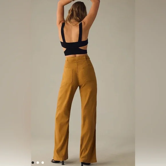 HUDSON (Anthropologie) Tie Waist Wide Leg Trouser in Desert Sand, Sz 32 - Picture 2 of 14